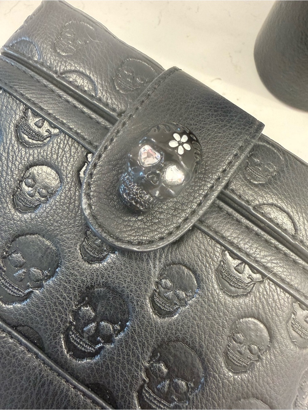 Betsey Johnson Black Skull-Embossed Crossbody with Mini Pouch - Picture 2 of 4